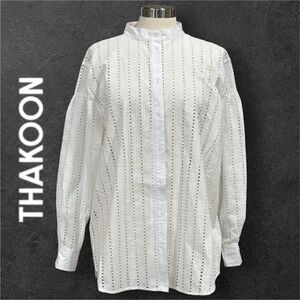 THAKOON Women’s Eyelet Embroidered Cotton Button Down Shirt in the Size Medium